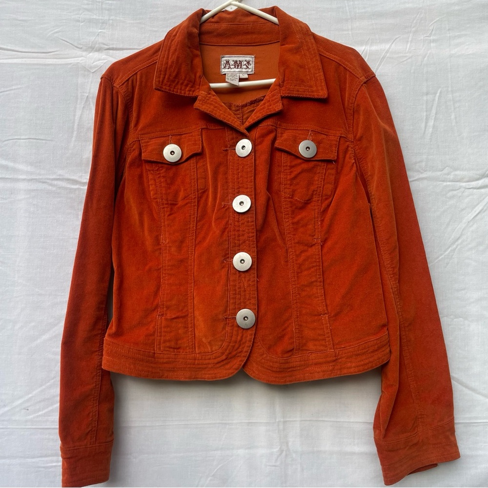 Vintage AMX Rust Orange Corduroy Jacket Women’s Size Large Retro 70s/80s
